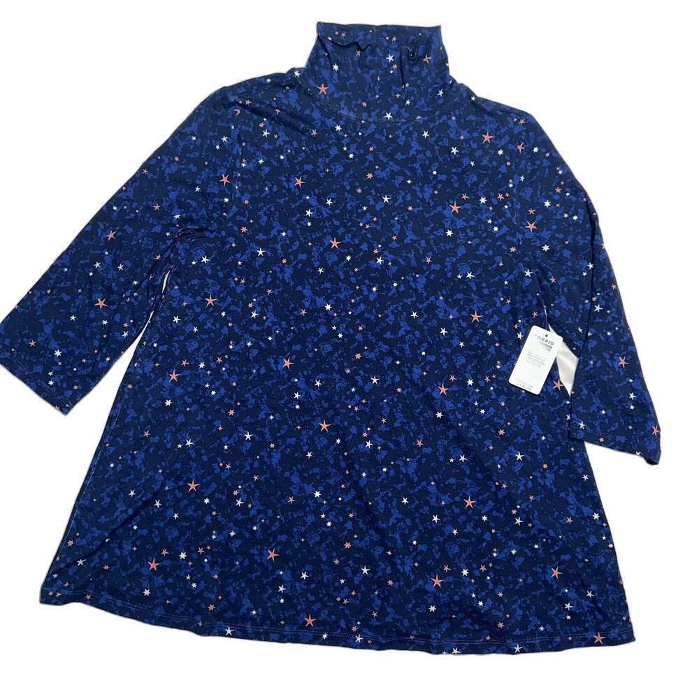NWT Torrid Super Soft Galaxy Perfect Swing Tunic Top Size 0 12 Navy Stars